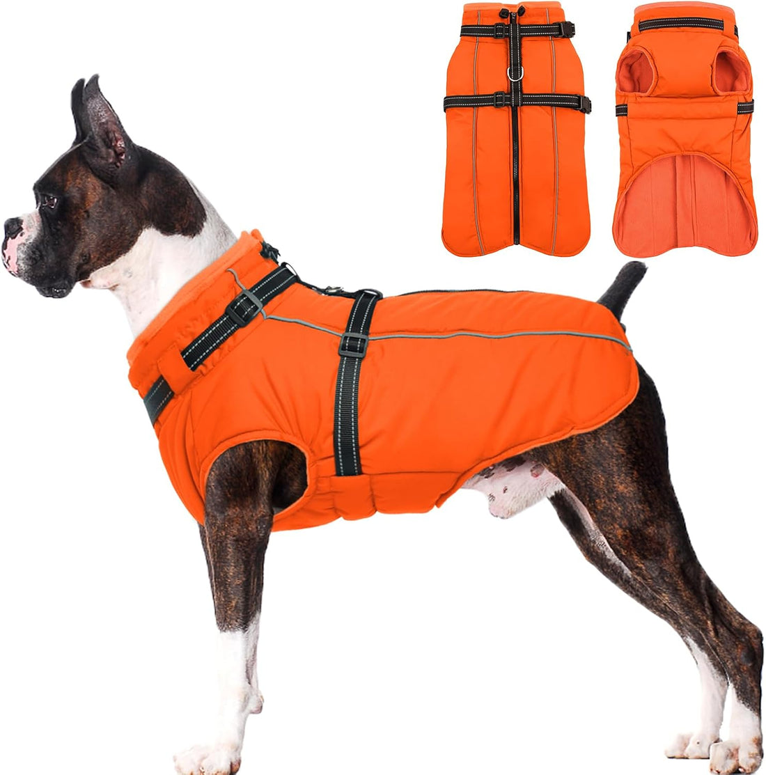 Lelepet Dog Winter Coat Waterproof Dog Jacket with Harness Built in