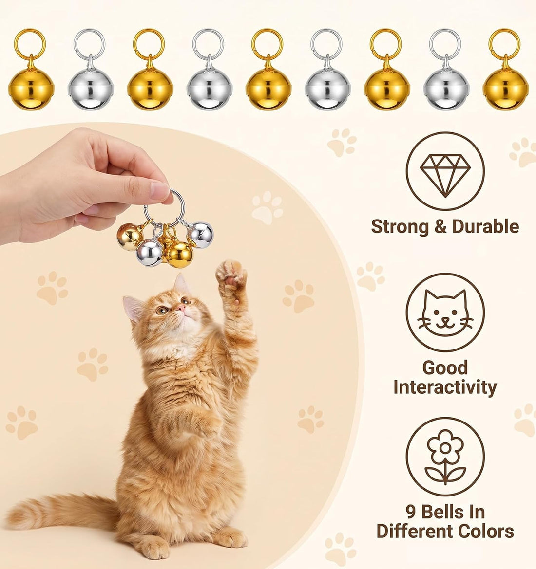 6 Pack Cat Bells, Bell for Cat Collar Stainless Steel Anti-Lost