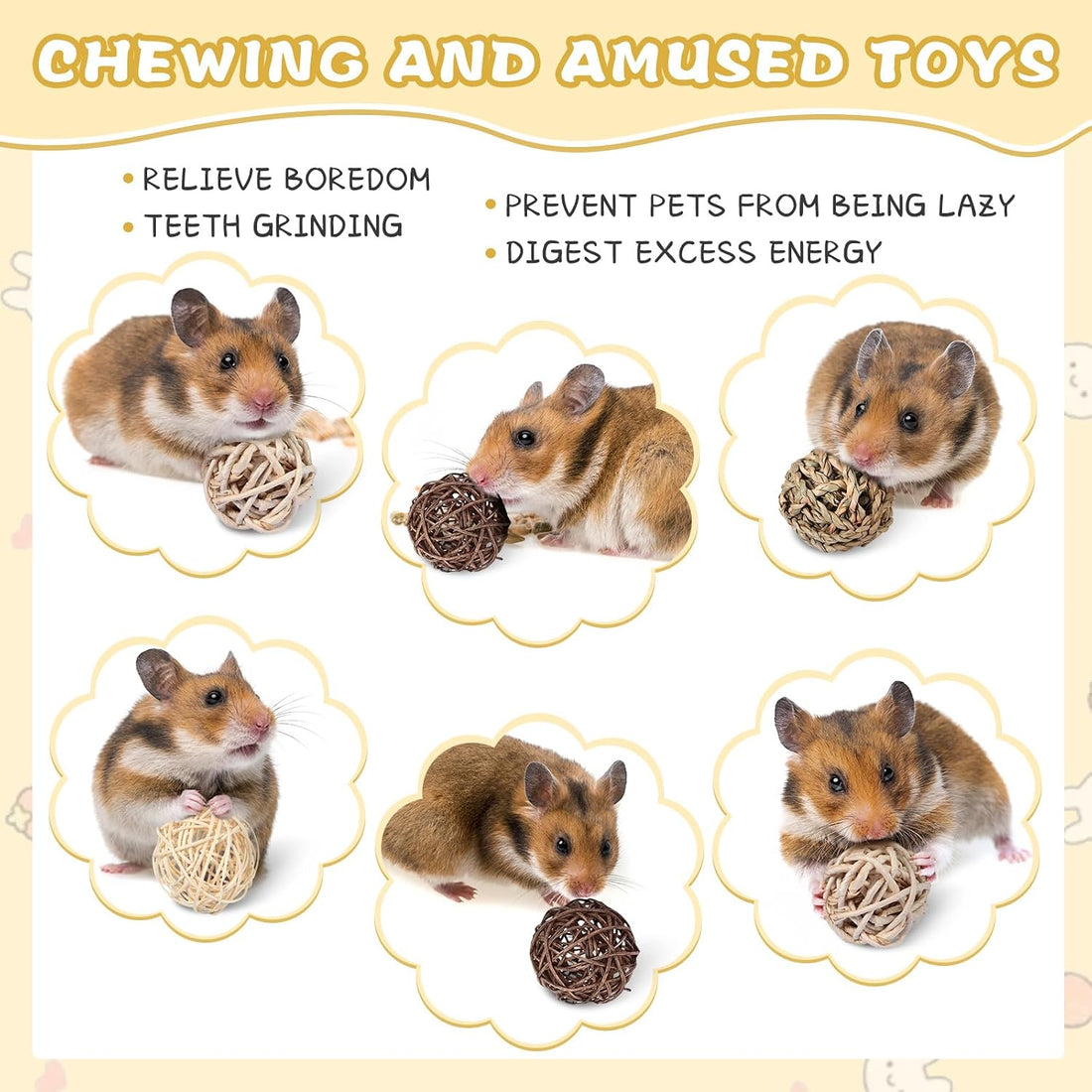 Sosation 24 Pcs Bunny Chew Grass Balls Rolling Chew Toys for Small