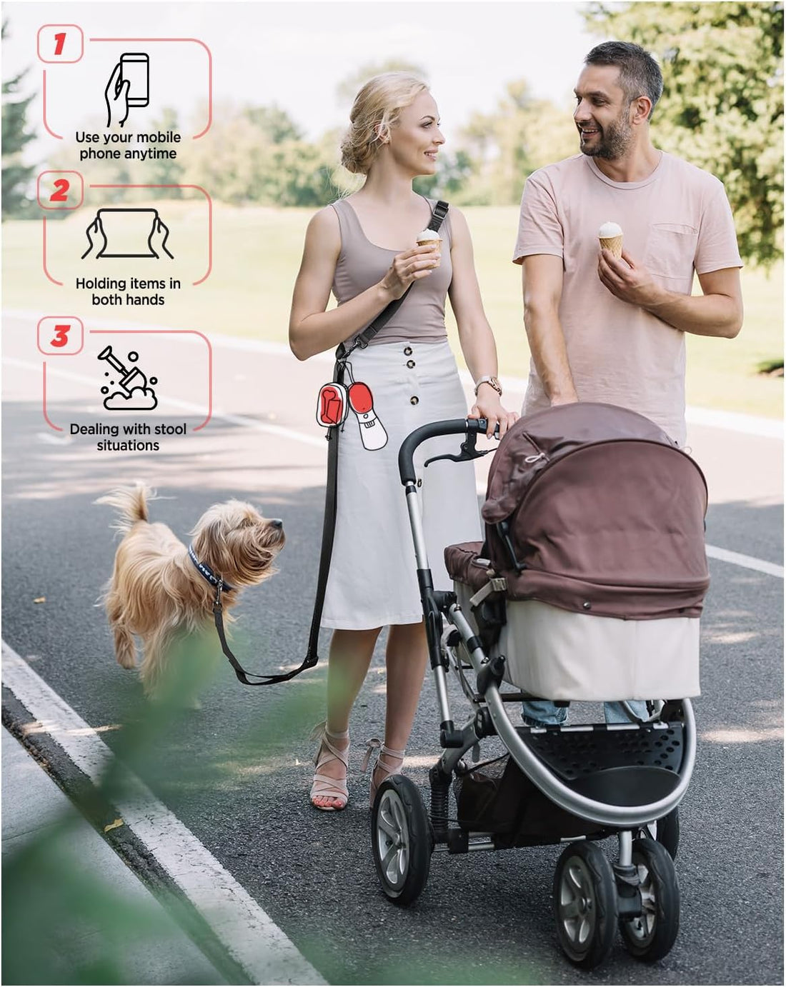 Hands Free Dog Leash, 5.9-10.1ft Crossbody Dog Leash & Waist-Wear