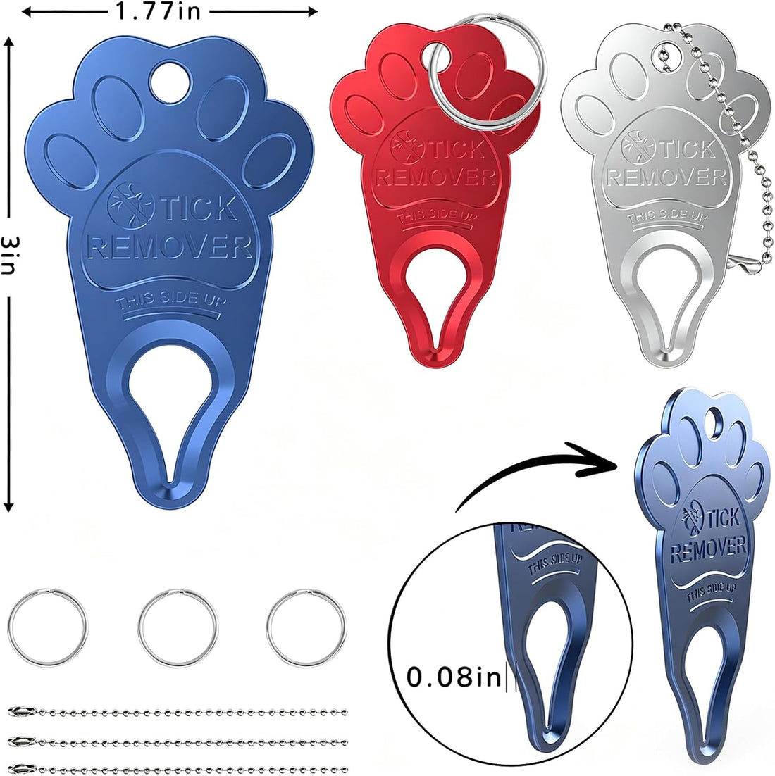 Tick Remover Tool 3 Pack – Tick Removal Tools for Dogs, Pets & Humans