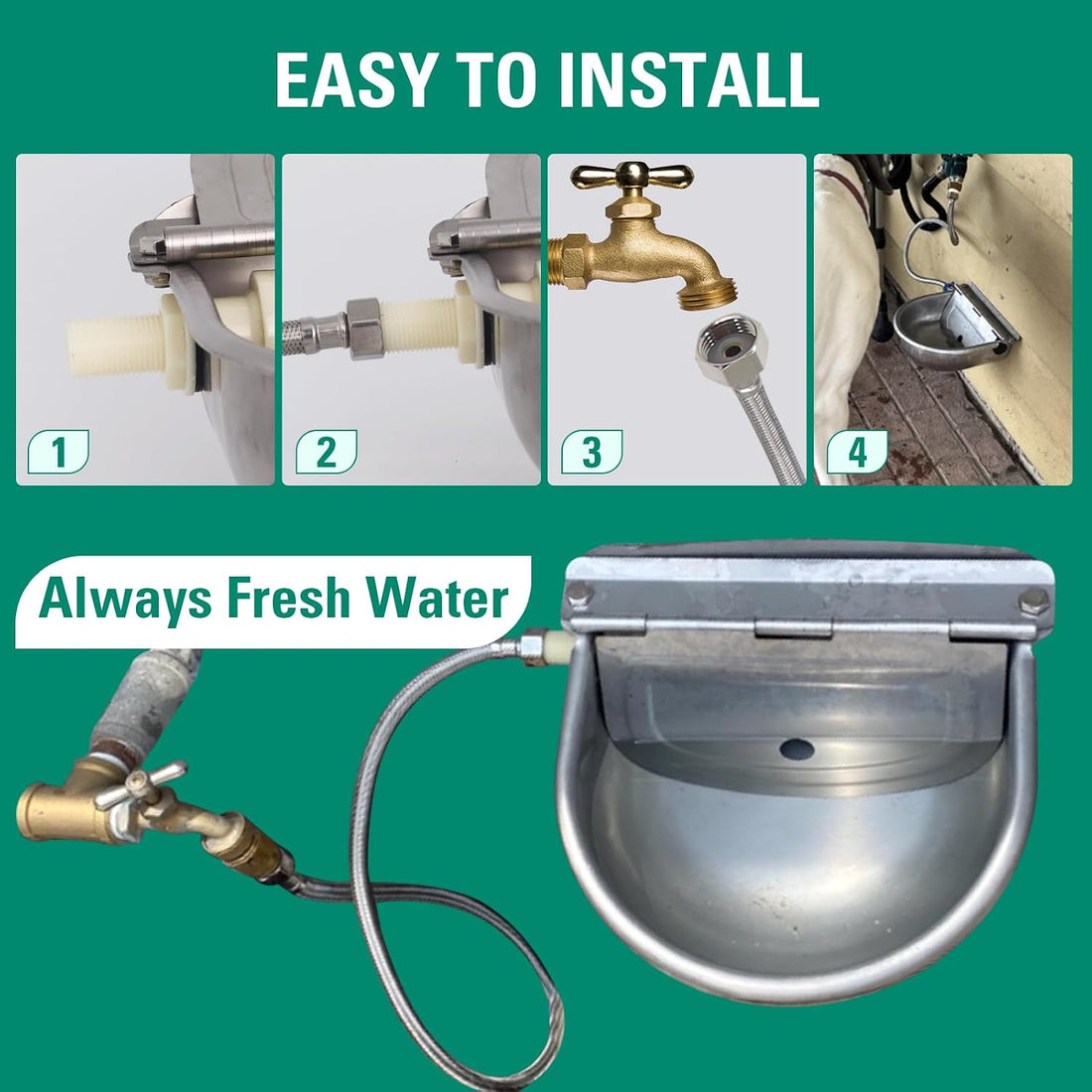 304 Stainless Steel Automatic Livestock Waterer with Float Valve