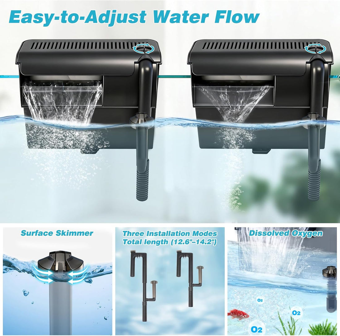 Large Hang on Back Aquarium Filter w/ U-V Light for 40-150 Gallon