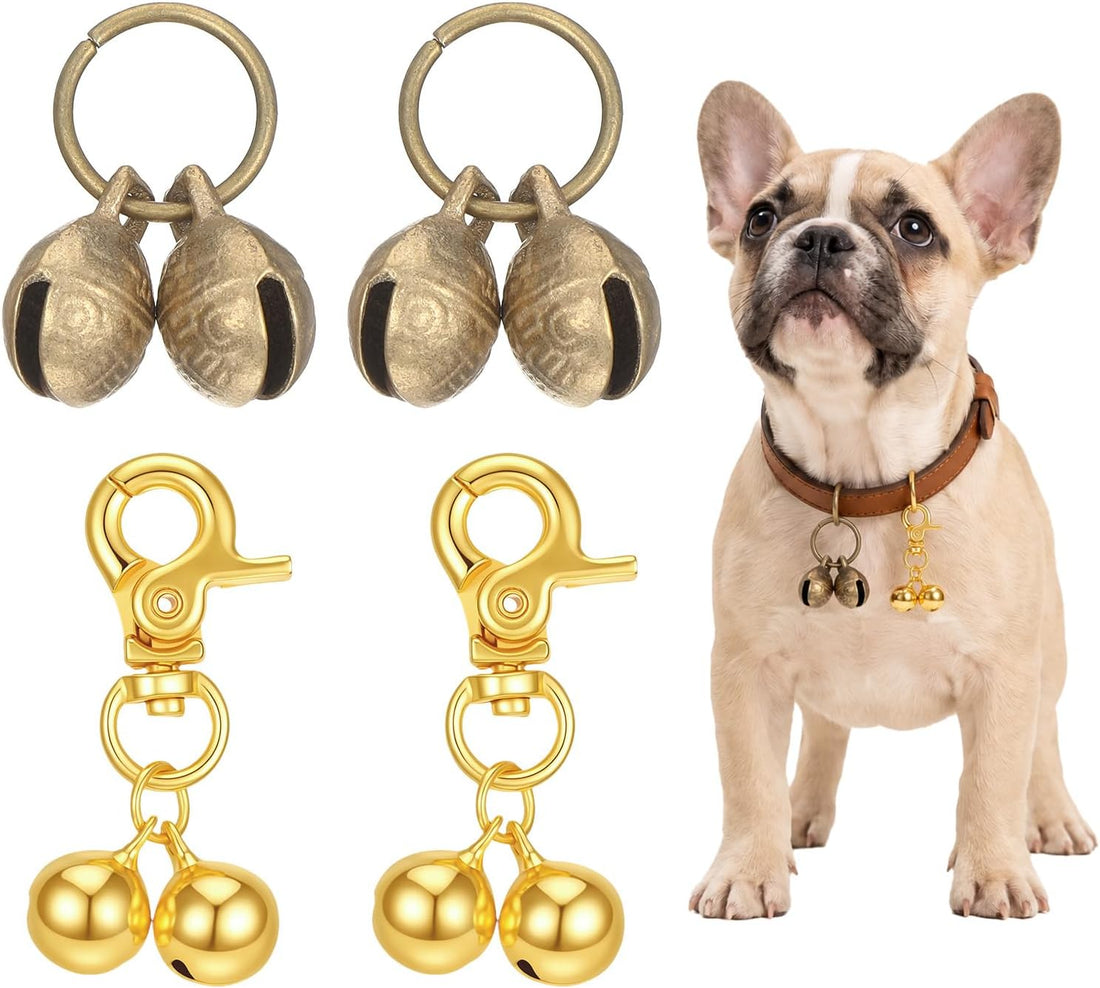 4 Pcs Copper Bell for Dog Collar, Cat Bell with Snap Clips