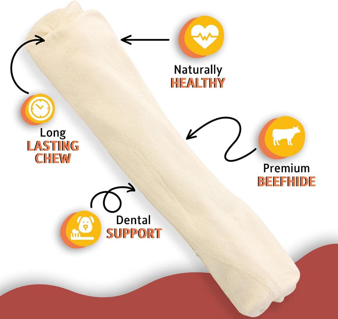 Canine Chews 10-11" MEGA Retriever Rolls Natural Rawhide for Big Dogs