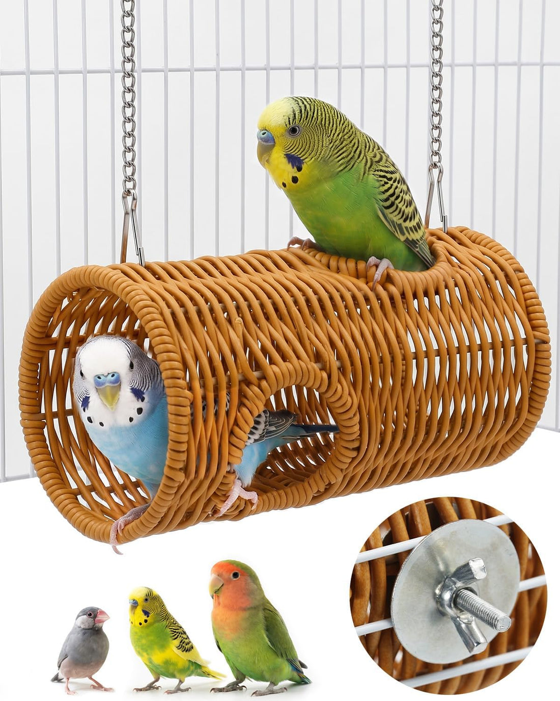 Woven Bird Cage Tunnel Toy with Sag & Bite Proof Metal-Framed