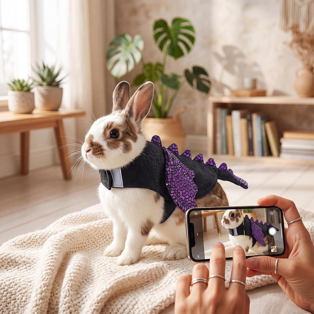 Dragon Halloween Costume for Rabbits with Leash, Bunny Vest