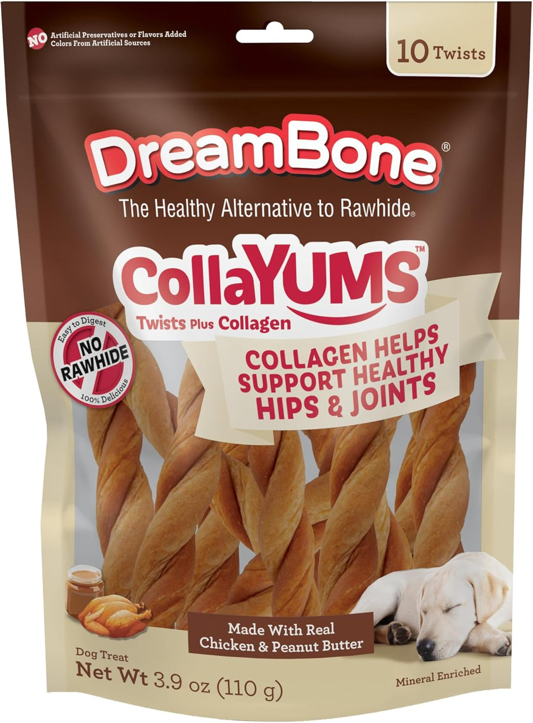 DreamBone CollaYUMS Twists Plus Collagen Rawhide-Free Dog Treats