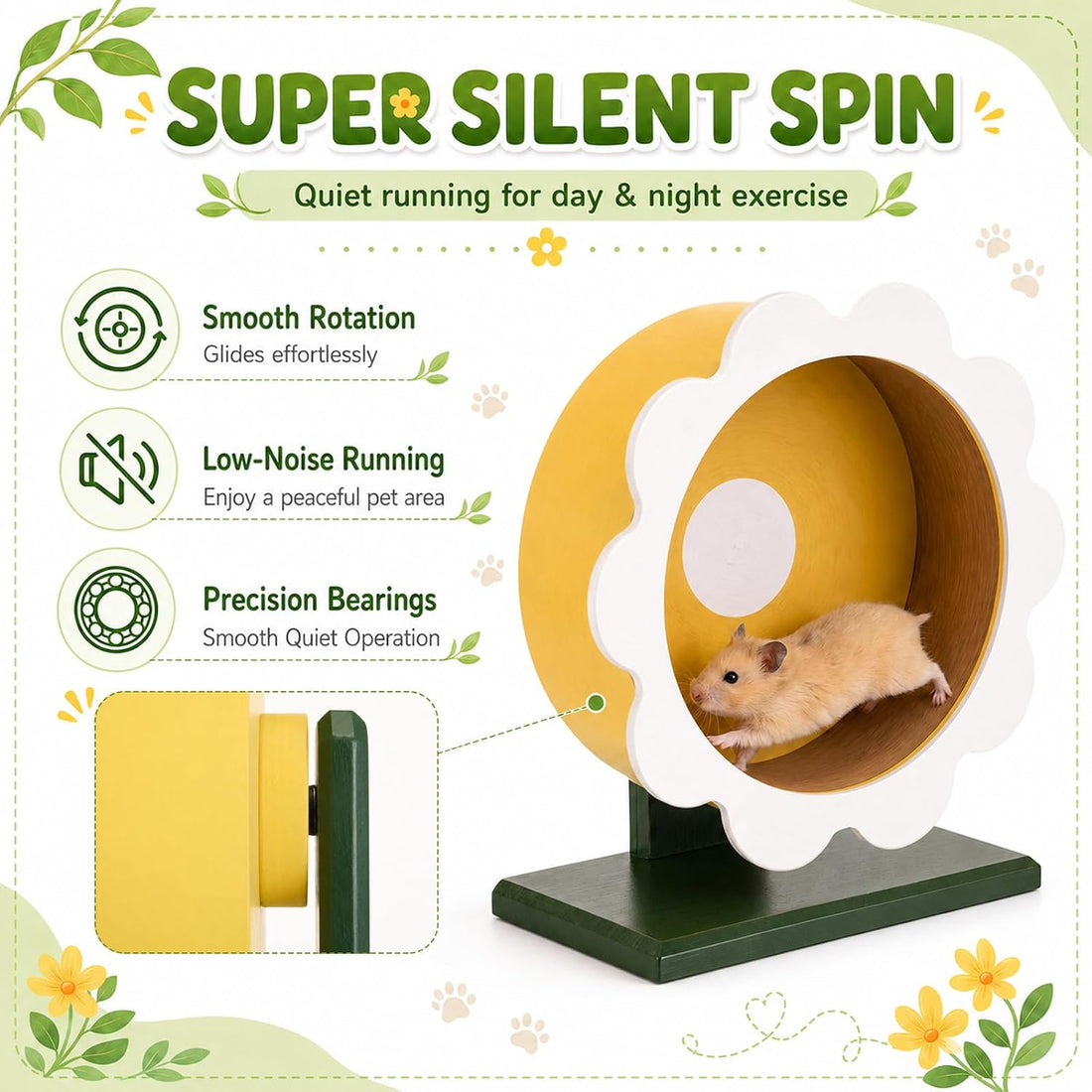 Novabright 9 Inch Hamster Wooden Silent Wheel