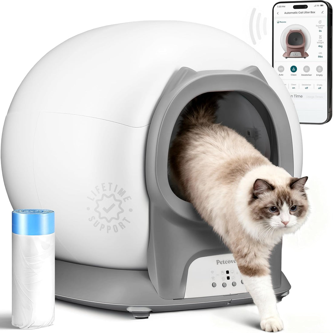 Petcove PurrTek Automatic Litter Box Self Cleaning 5GHz Wi-Fi