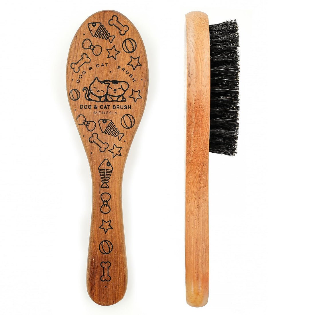 Menesia Pet Soft Brush with Wood Handle and Boar Bristle Hair