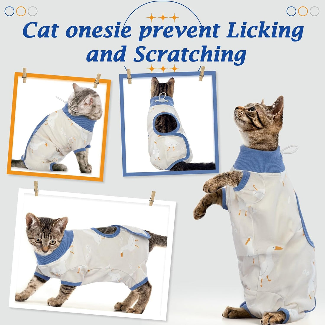 DENTRUN Cat Surgery Recovery Suit Female Male Soft Onesie