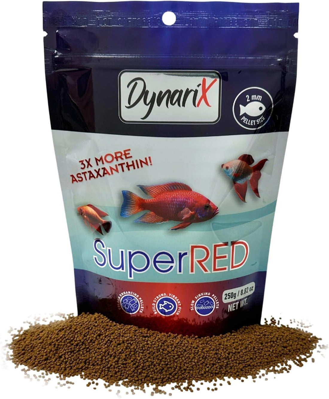NorthFin DynariX SuperRED Fish Food, Slow-Sinking Pellets, 2mm, 250g