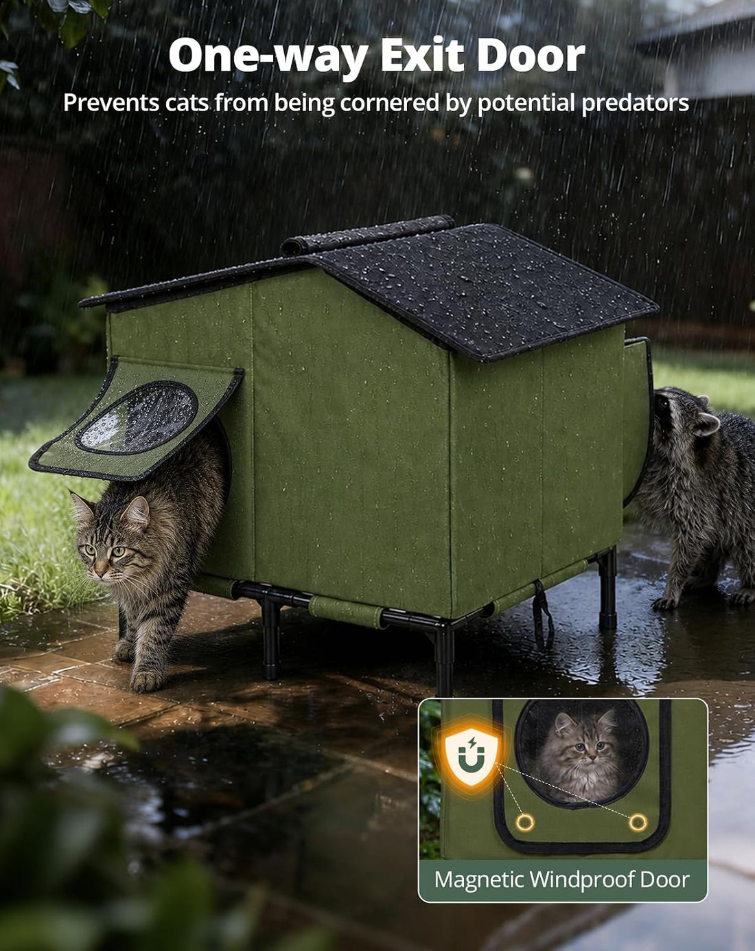 Heated Cat House for Outside Weatherproof in Winter, 20"x16"