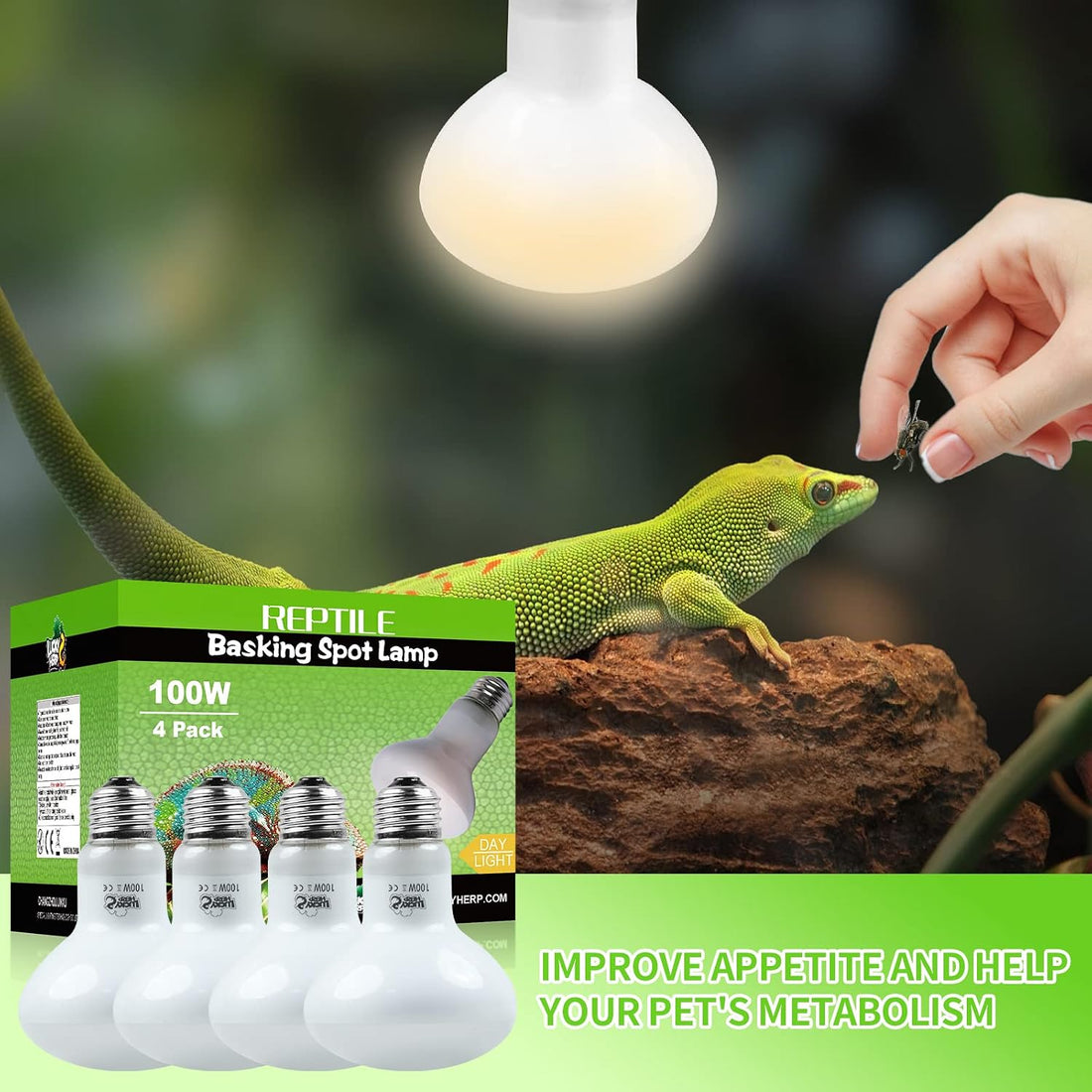 LUCKY HERP 4 Pack 100W Reptile Heat Lamp Bulb