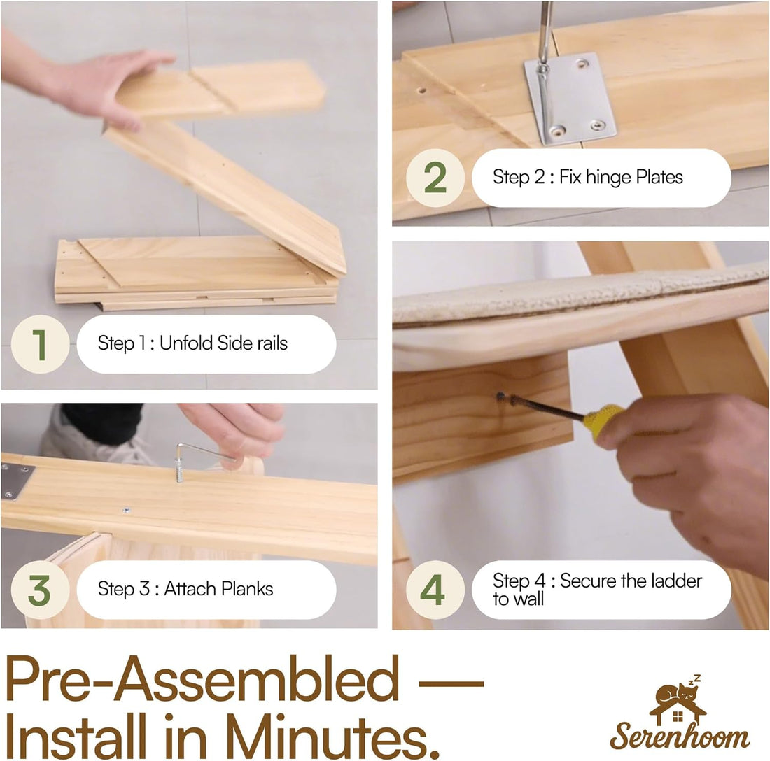 65" Tall 6-Level Cat Ladder for Window & wall