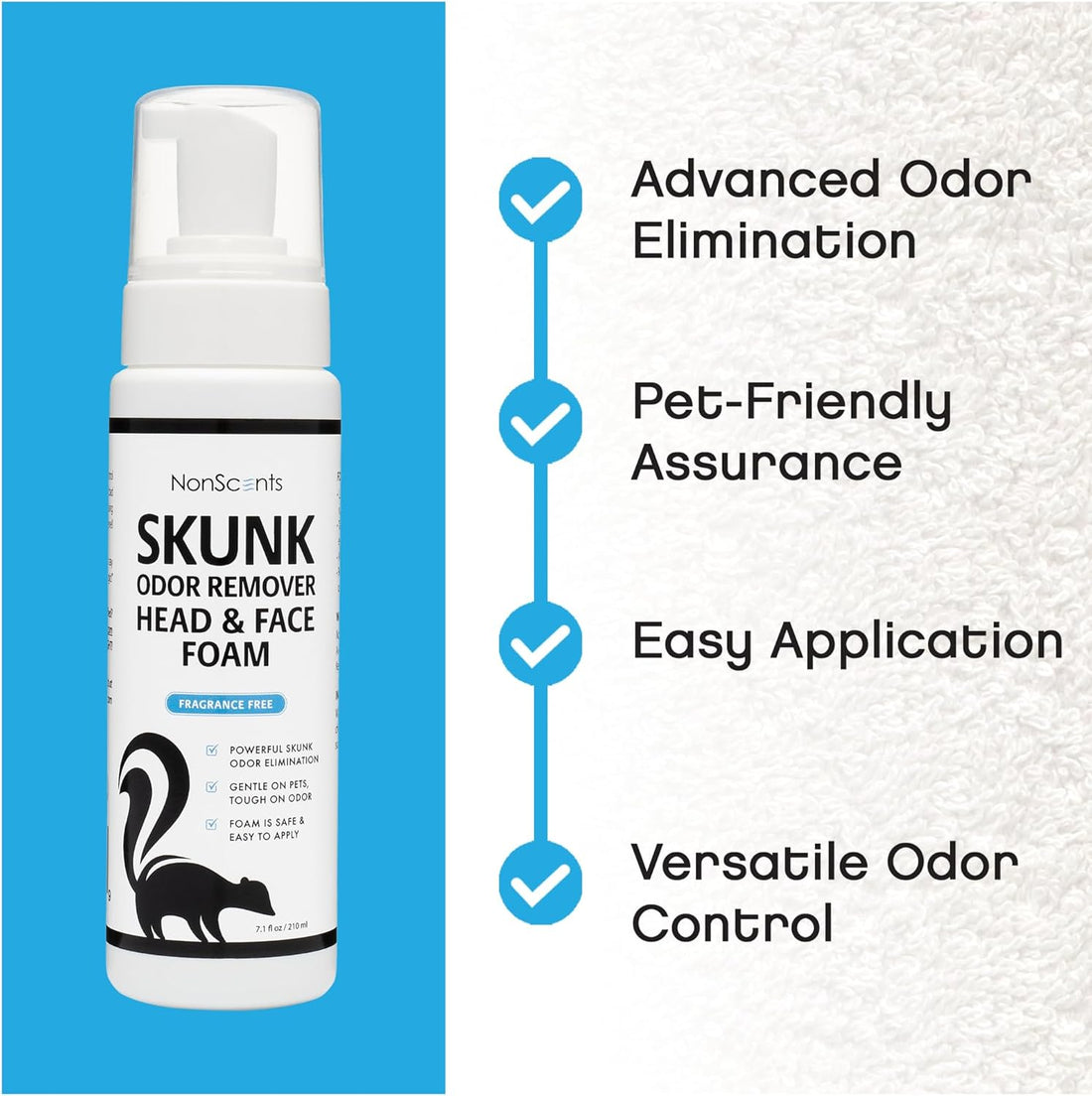 NonScents Skunk Odor Remover Head & Face Foam - Skunk Odor from Pets