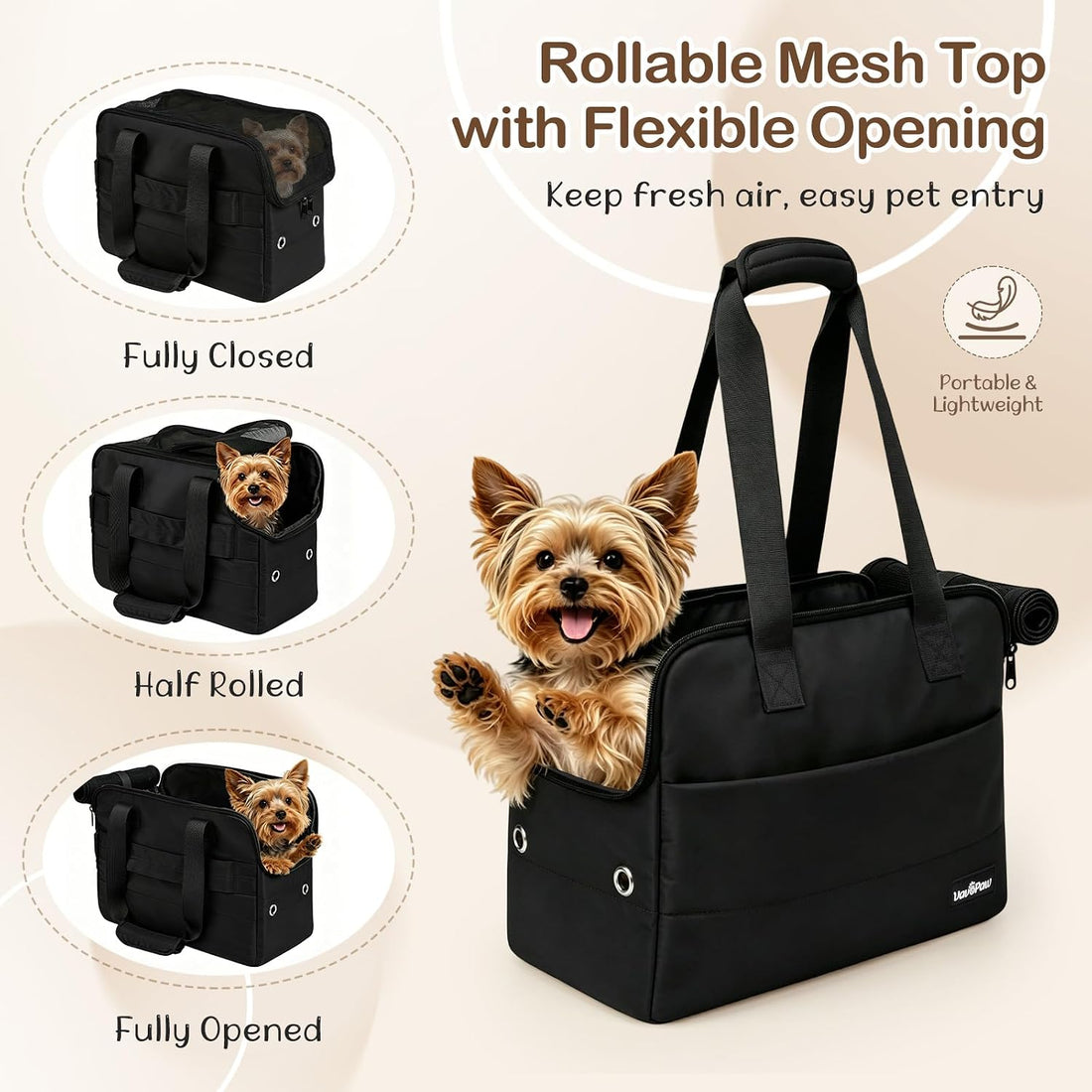 VavoPaw Dog Purse Carrier for Small Dogs,Puppy Travel Tote Bag Up