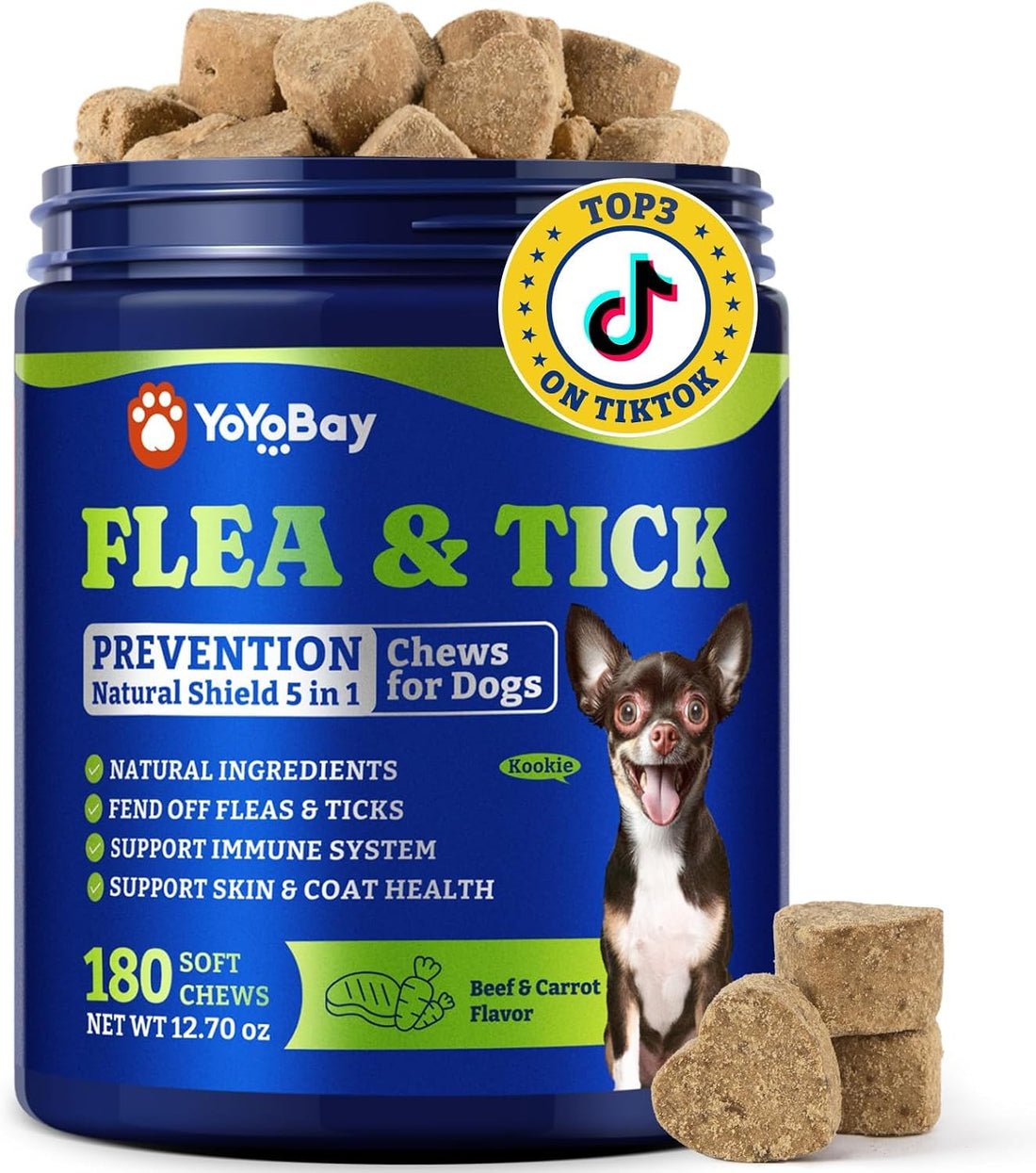 Flea & Tick Prevention for Dogs Chewables,Oral Flea Pills