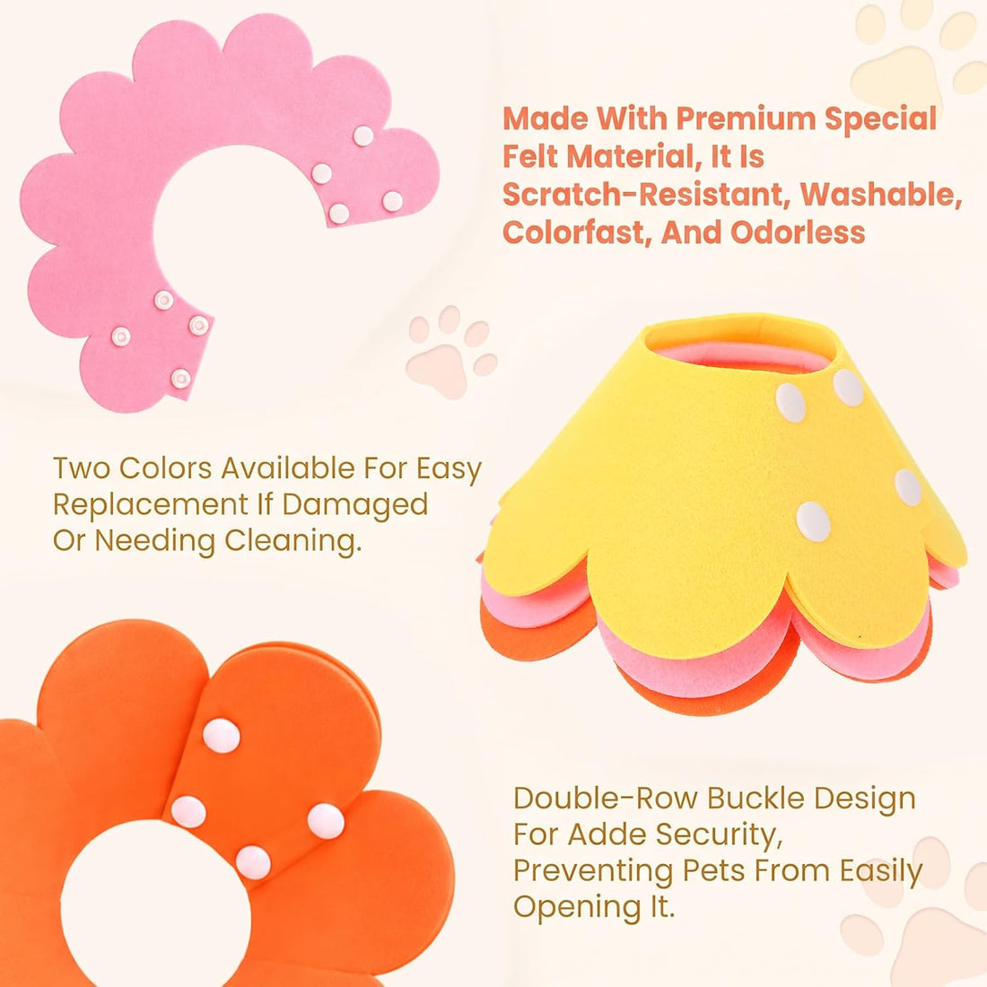 3 Pack Felt Cat Cone Collar Soft Cone for Cats Dogs Kitten Puppy