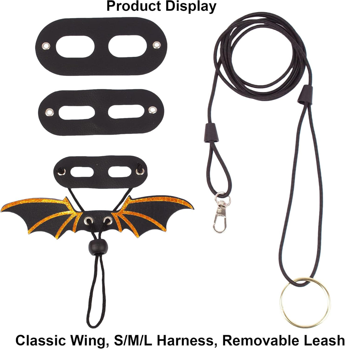 ADOGGYGO Pink Bearded Dragon Leash Harness, 3 Size Pack, Cool Bat Wing