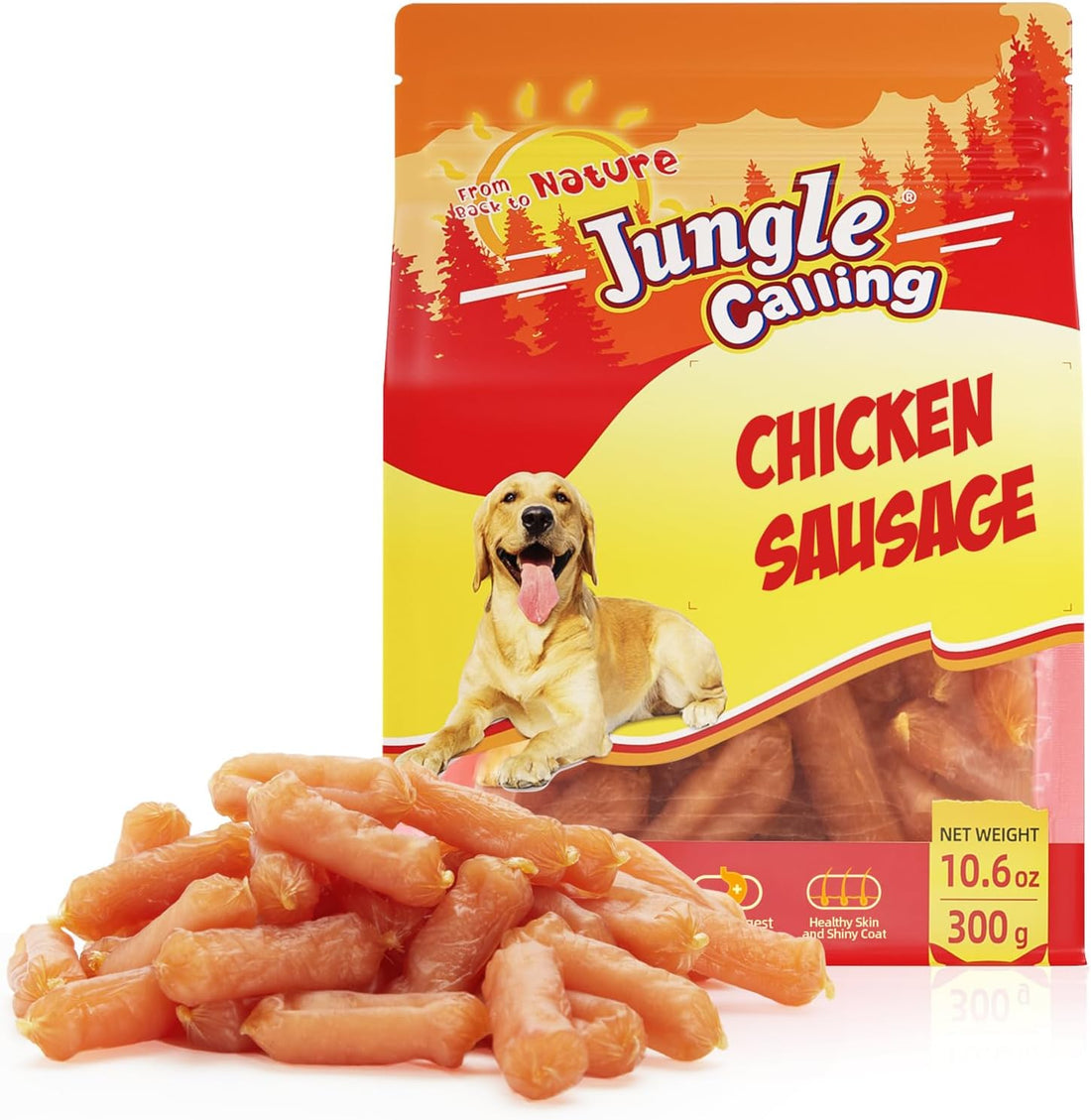 Jungle Calling Soft Chicken Sausage Treats for Small & Medium Dogs