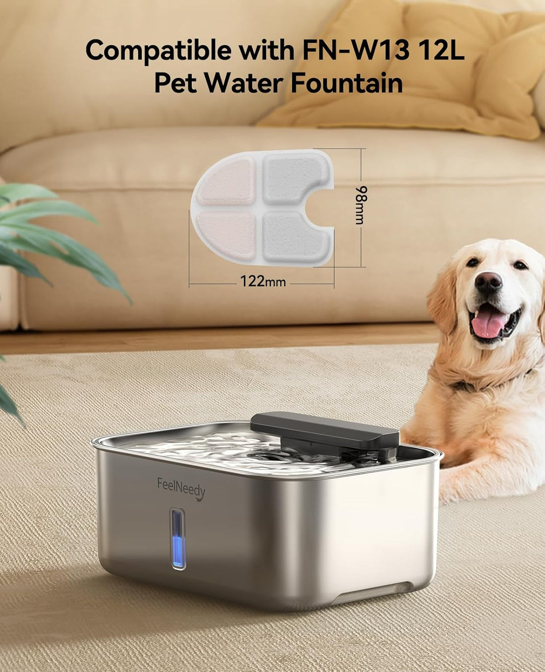 FEELNEEDY 6 Packs Dog Water Fountain Filters & 6 Packs Pump Filters