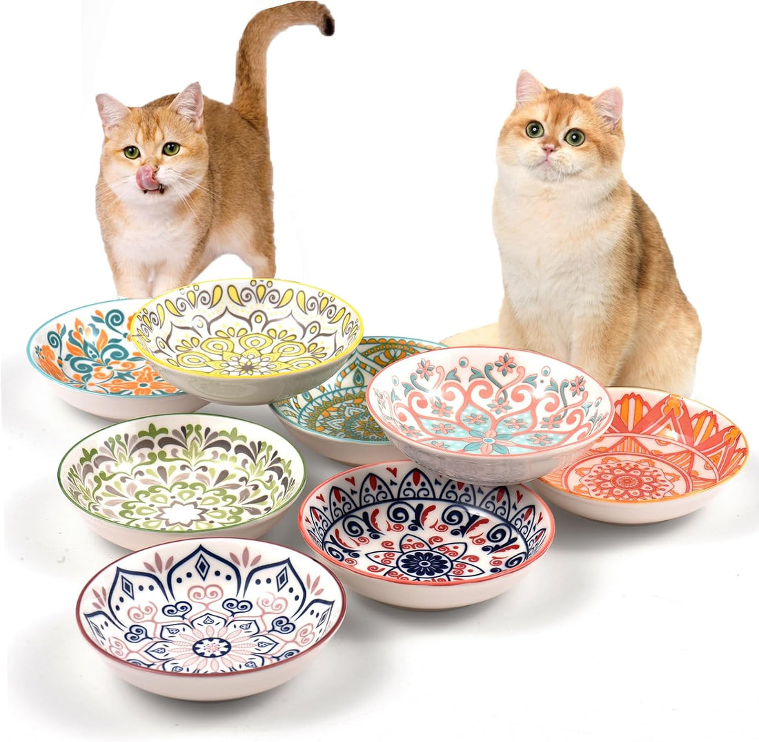 YEAHGO Cat Food Bowls for Indoor Cats Ceramic Cat Bowls Whisker