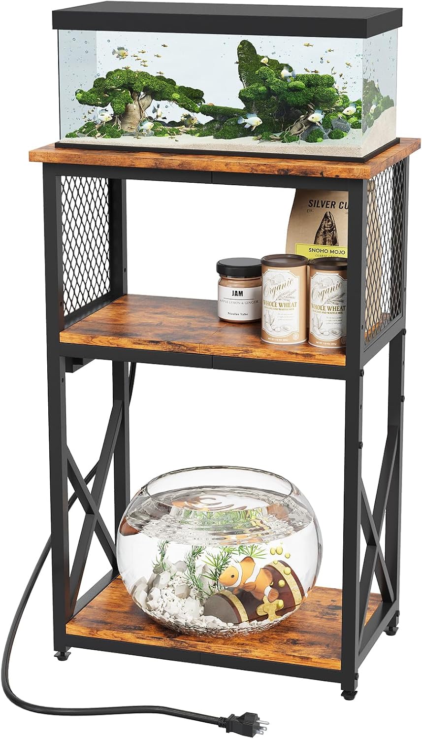 HavenlyYouth 10 Gallon Fish Tank Stand with Power Outlet
