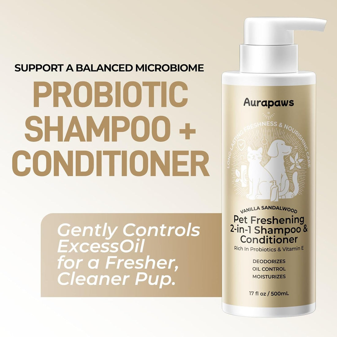 Aurapaws Probiotic Dog Shampoo and Conditioner Set for Sensitive Skin