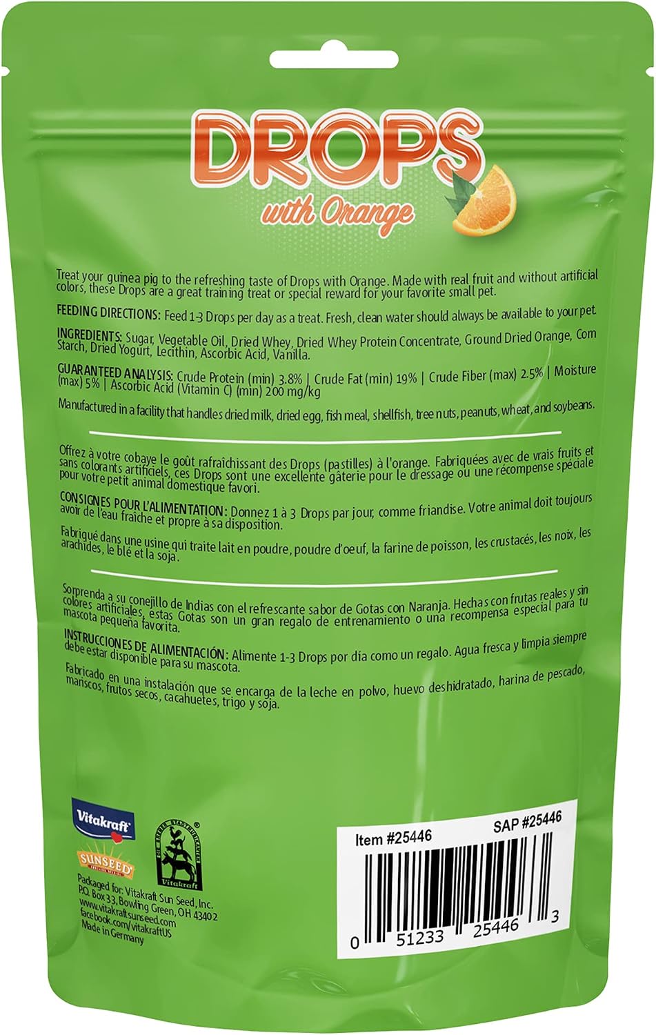 Vitakraft Drops Guinea Pig Treat with Orange Flavor 5.3 oz.