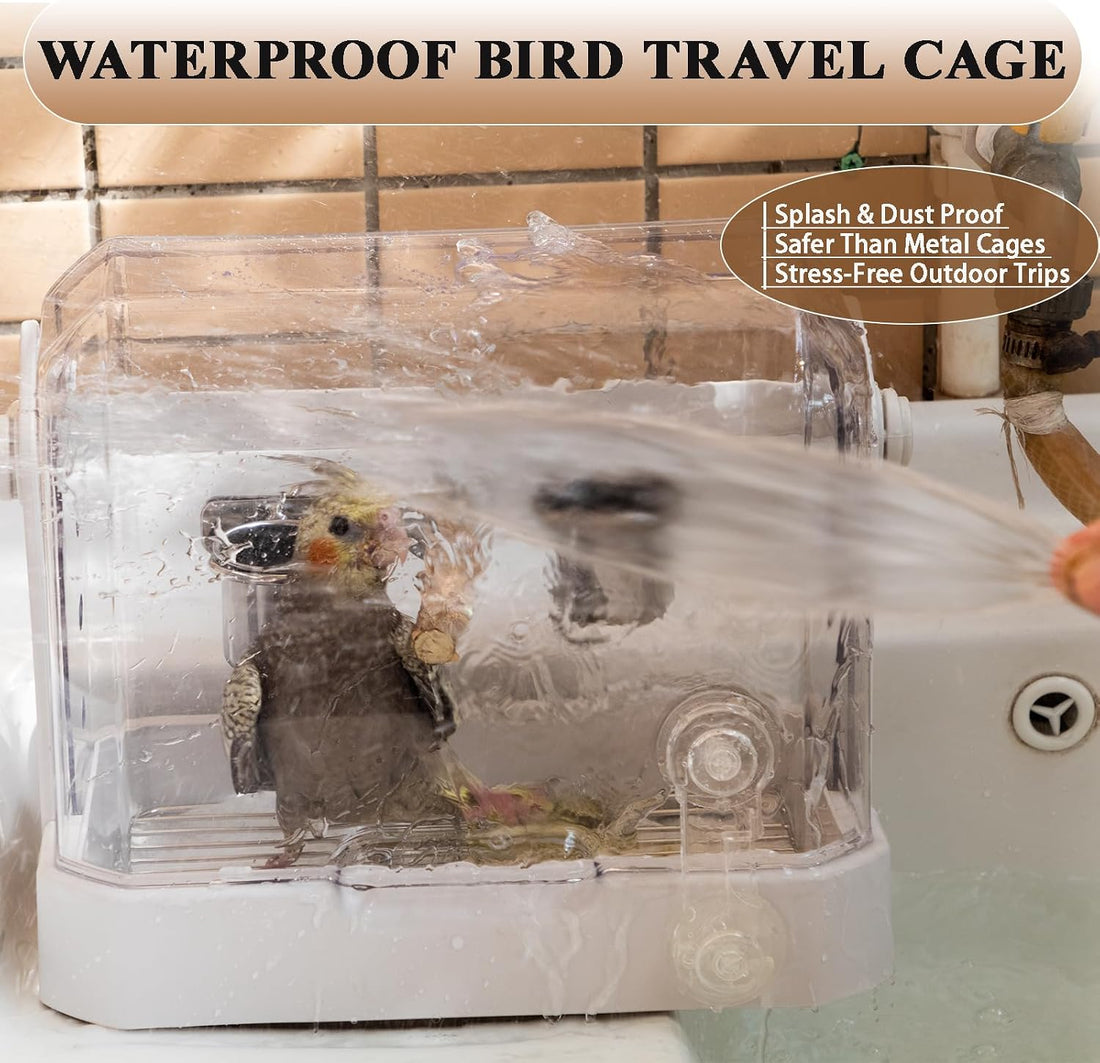 Bird Travel Cage, 10×6.7×8.3 Inches Waterproof & Sturdy Pet Carrier