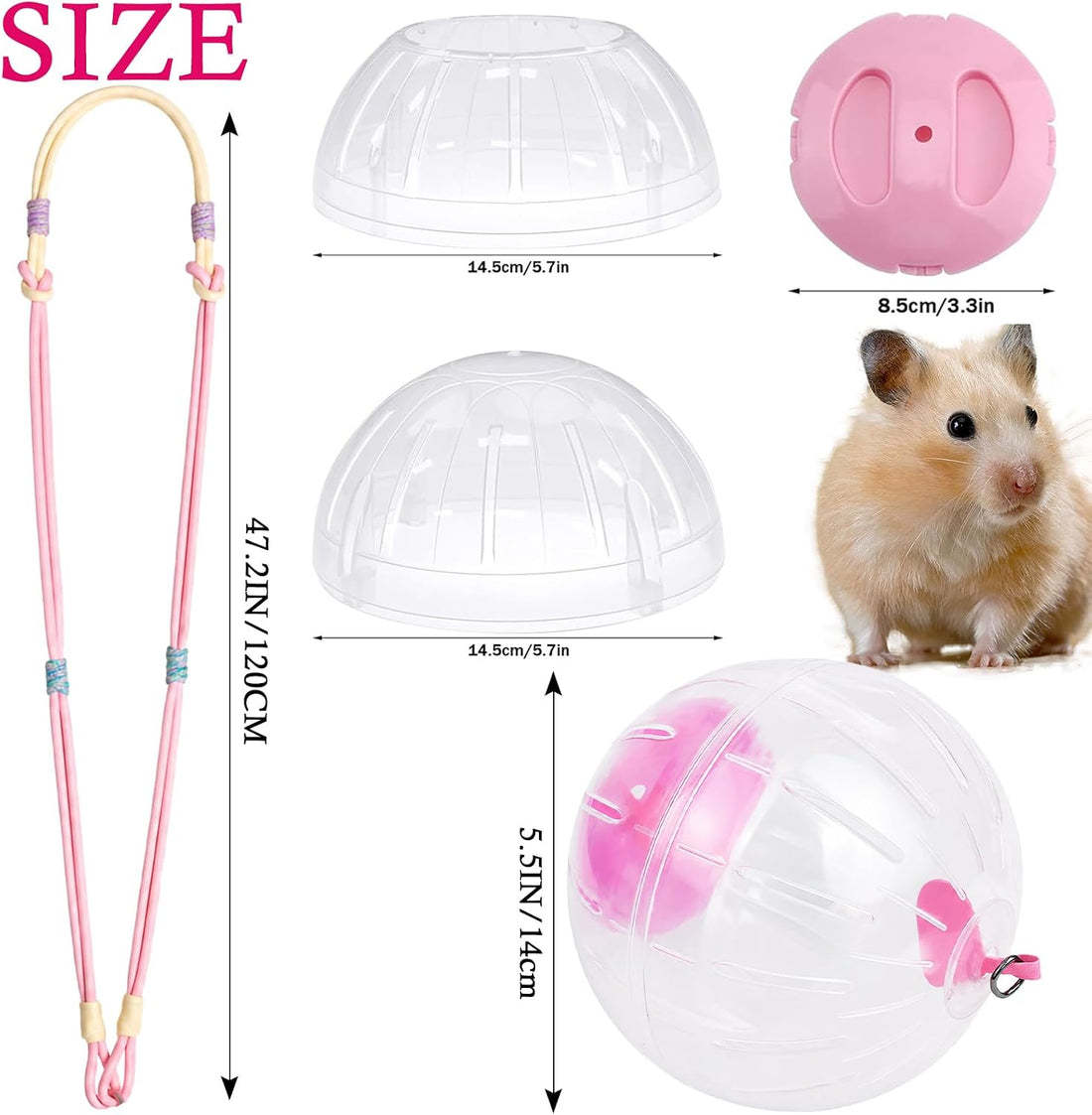 Hamster Ball with Detachable Strap, Portable Small Animal Travel Ball