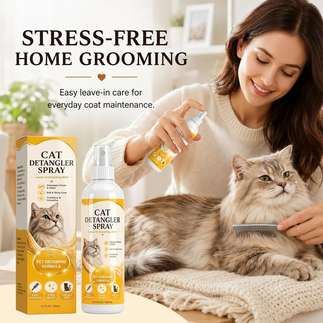 Detangling Spray for Cats, Conditioning Mist for Matted Fur