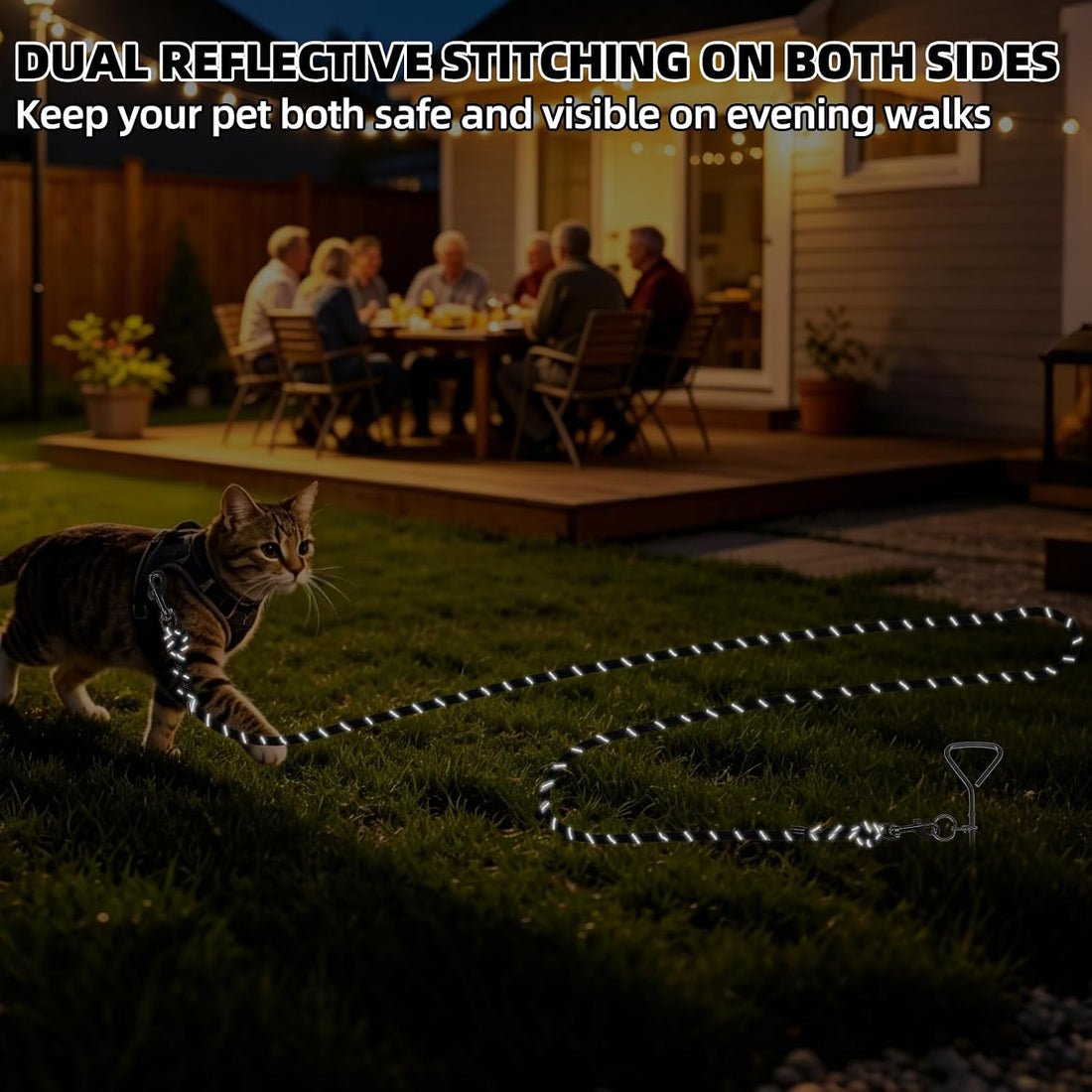 PUPTECK Reflective Long Cat Leash Pet Tie Out Spiral Stake