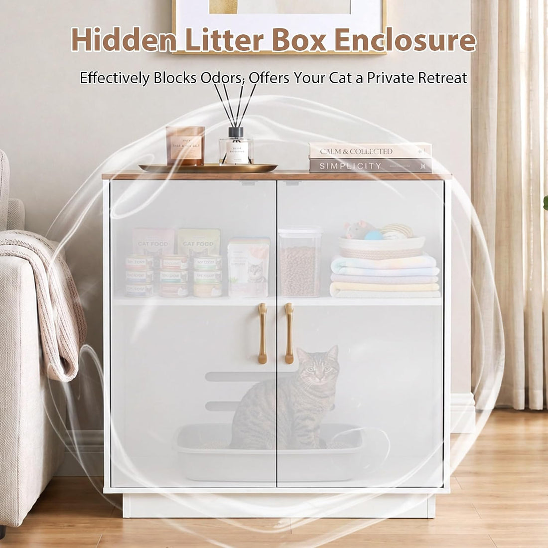 Gitelsnour 30.9'' Litter Box Enclosure Furniture- Hidden Storage