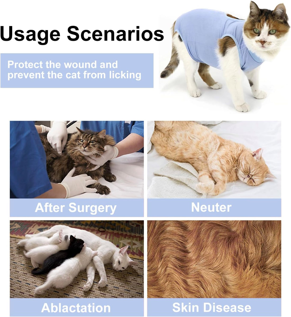 QIYADIN Cat Recovery Suit, Surgical Recovery Clothes for Abdominal