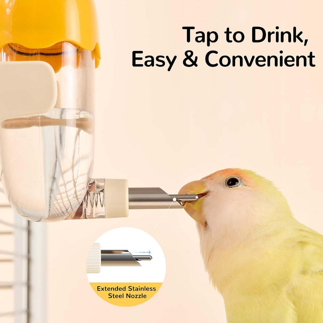 4.1 Fl Oz No Mess Stainless Steel Bird Water Dispenser