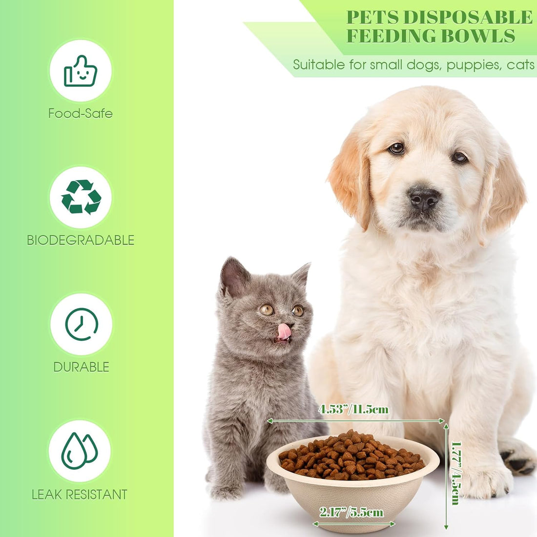 Thenshop 200 Pcs Disposable Pet Bowls Bulk Biodegradable Paper, 8 oz