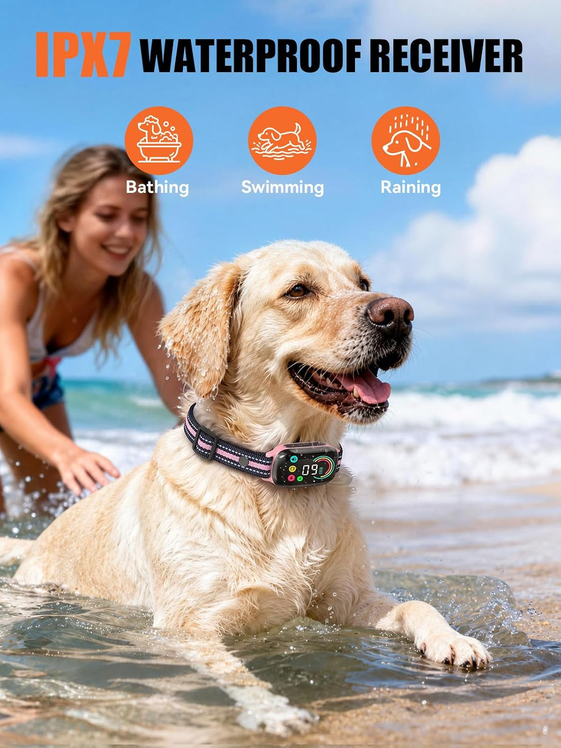 2-in-1 Dog Bark Collar with Remote & Training Collar, 5-120 lbs