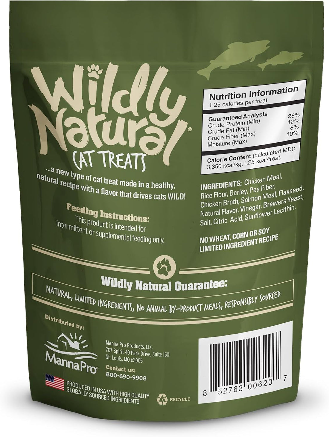 Wildly Natural Cat Treats, 2.5 Ounces, Salmon Flavor