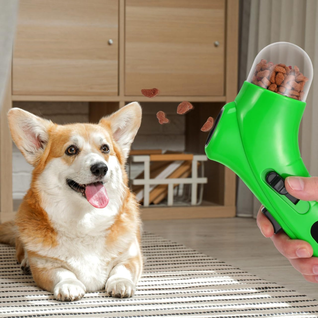 balacoo Dog Treat Launcher Green Plastic Interactive Toy