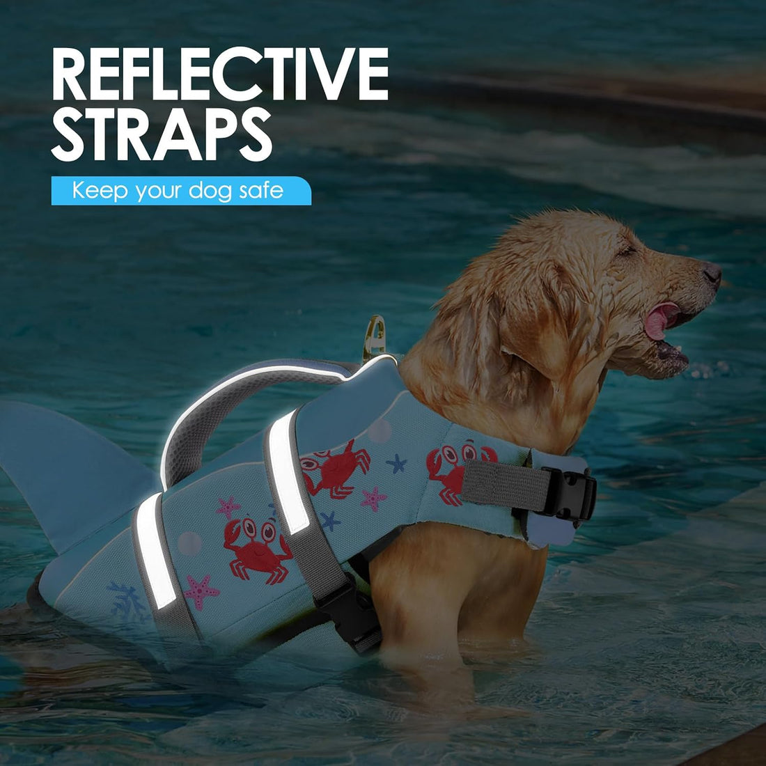 AOFITEE Dog Life Jacket High Buoyancy Shark Dog Life Vest for Swimming