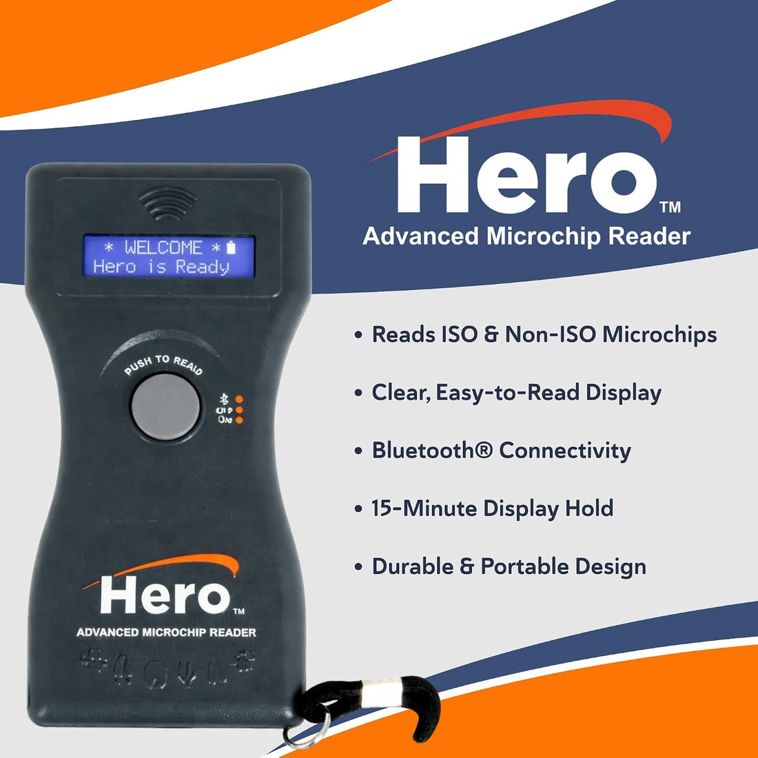 Hero Universal Microchip Scanner, Reads ISO & Non-ISO Pet Microchips