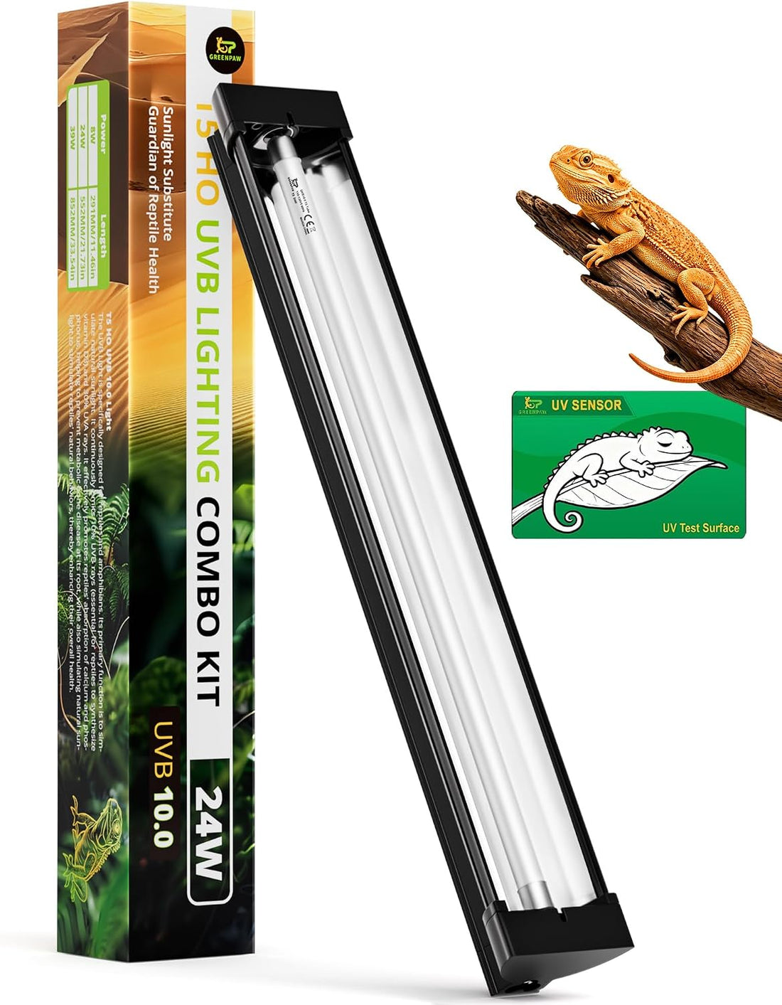 T5 10.0 UVB Reptile Light Fixture Combo Kit 24W 22''