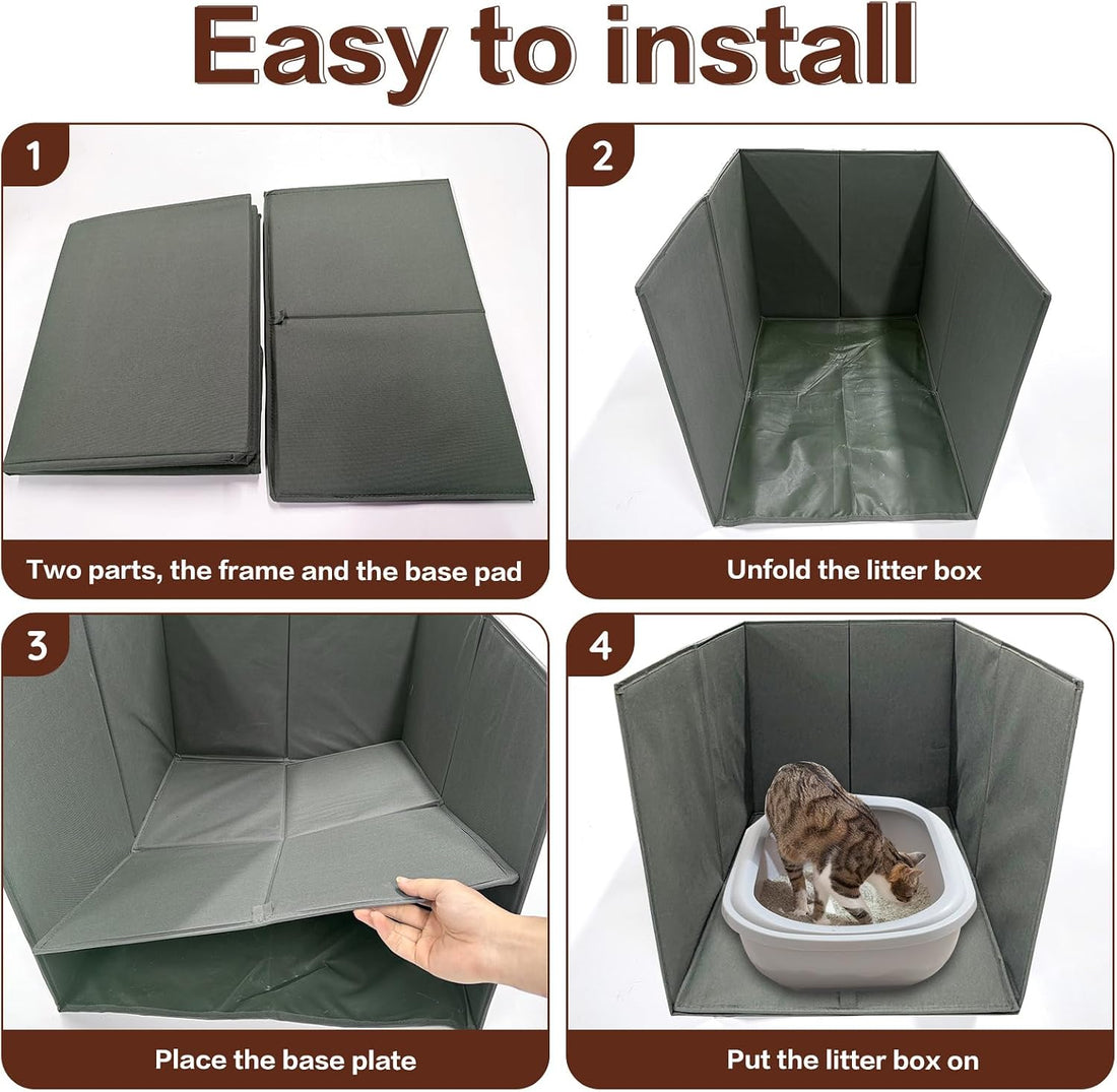 Cat Litter Box Enclosure Splash Guard Large Foldable Removable Mat