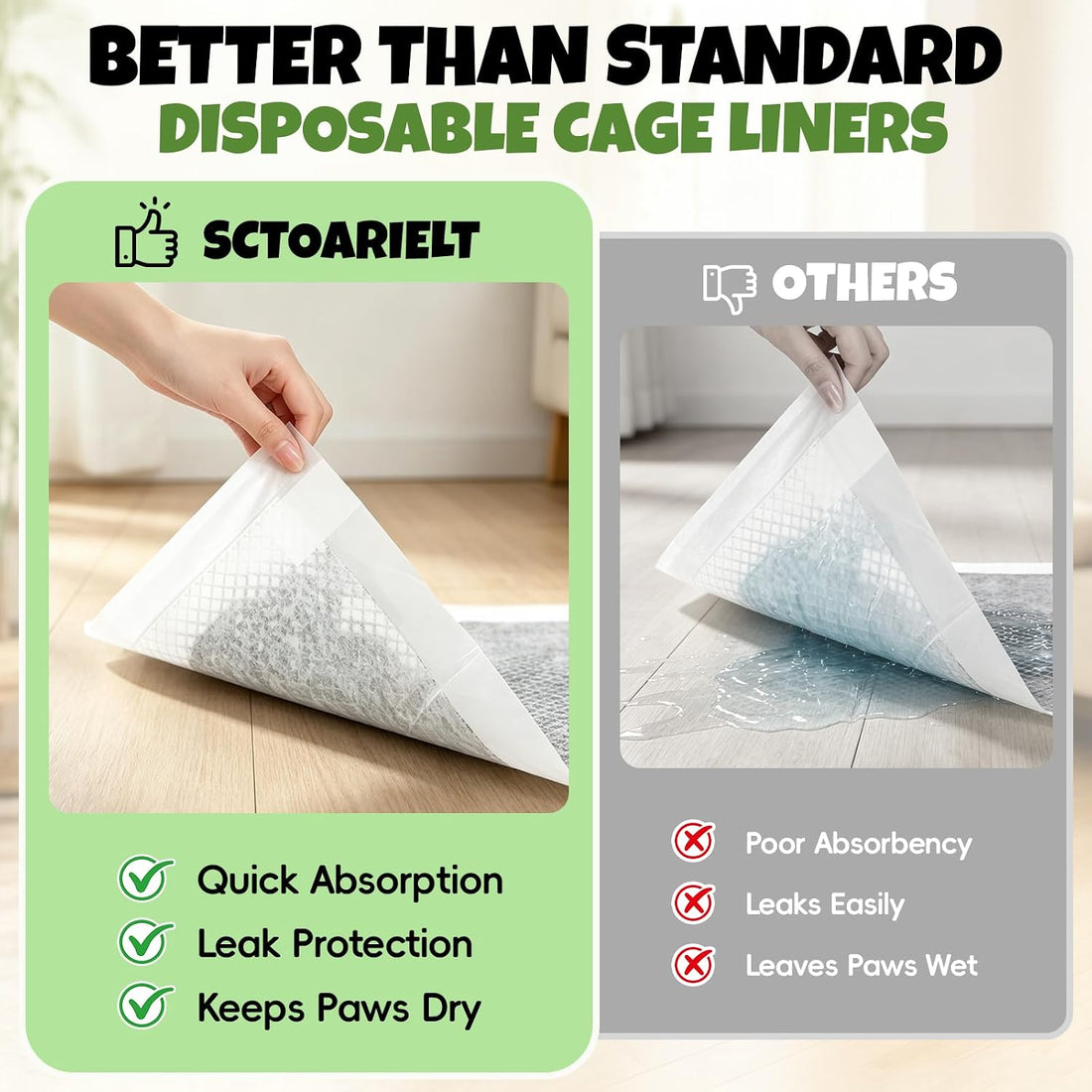 50 Pcs Disposable Guinea Pig Cage Liner Asorbent Potty Training Pee