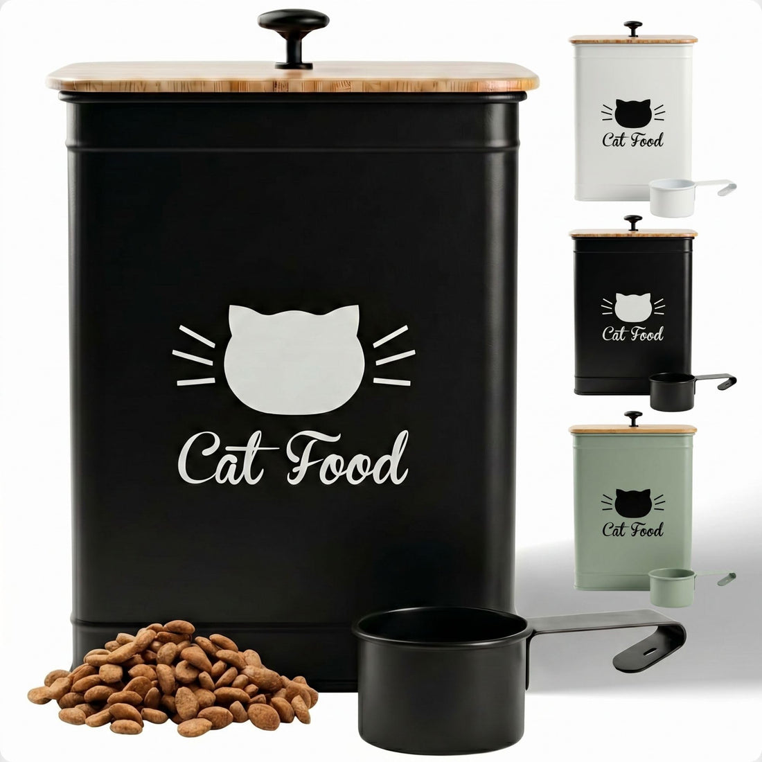 Cat Food Storage Container with Scoop