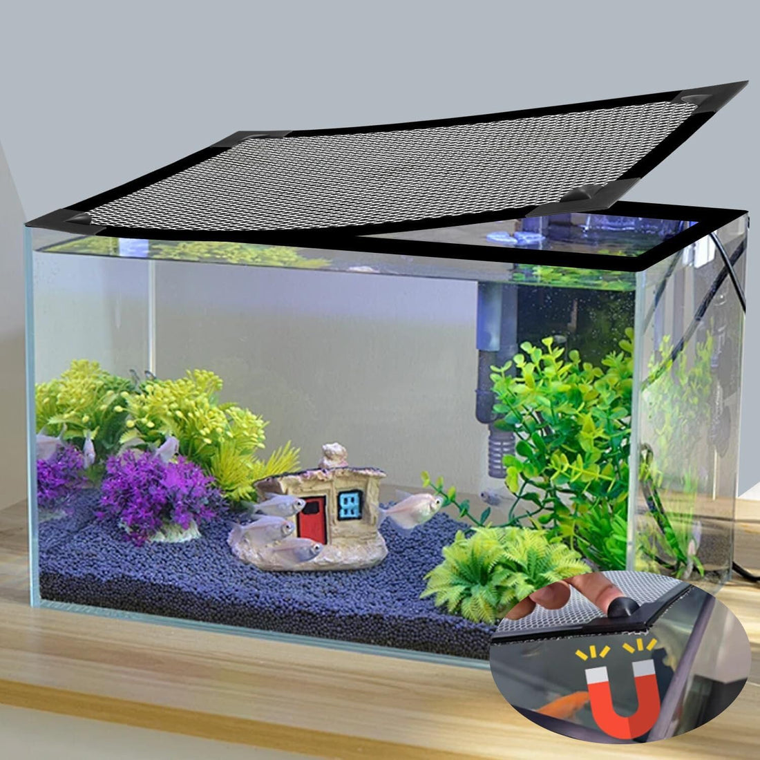 Magnetic Aquarium Cover Lid, DIY Fish Tank lid Anti-Jumping net Cover