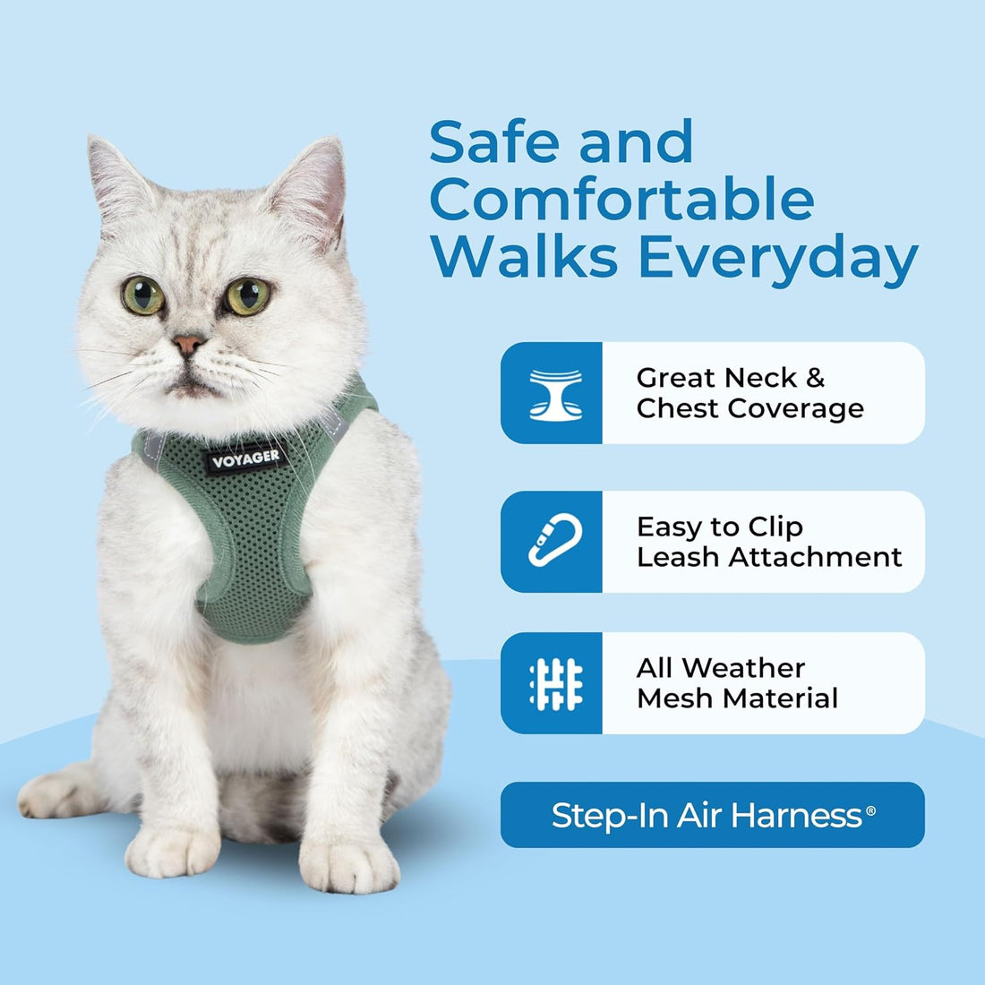 Voyager Step-in Air Cat Harness & Leash Set - Moss Green, XS